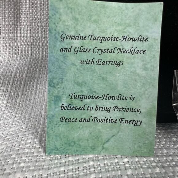 New Genuine Turquoise-Howlite and Crystal Necklace with Dangle Earrings - Picture 3 of 5